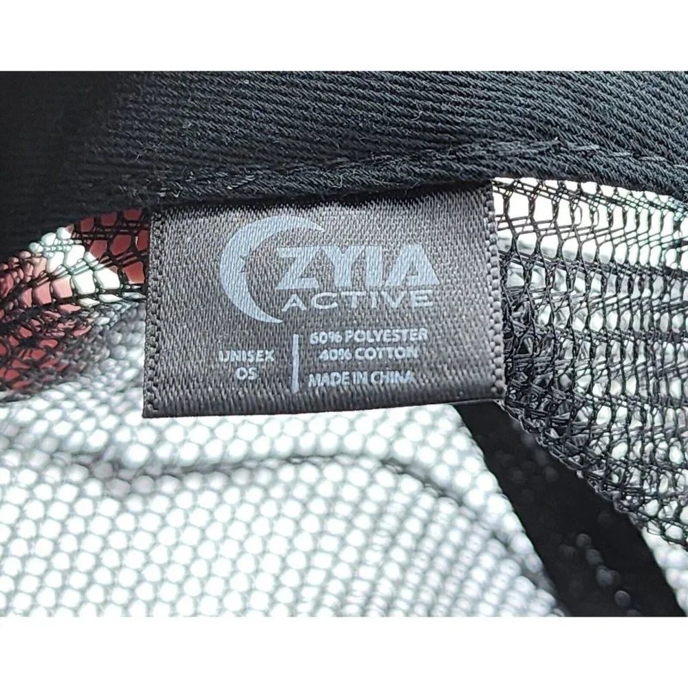 New‎ With Tags ZYIA Active Black Mesh Snapback Trucker Hat Cap Unisex One Size